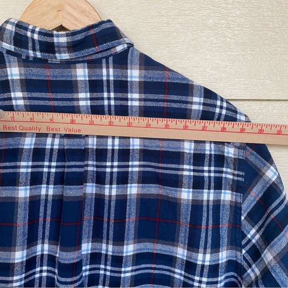 Jachs Mens 2XL Blue‎ Plaid Flannel Shirt 100% Cotton Button Down Mid Weight - Picture 8 of 13